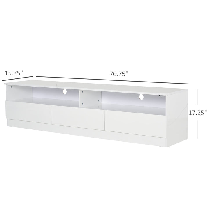 Glossy TV Stand w/ Storage & LED Lights - White