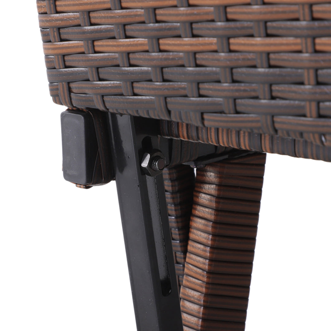 Convertible Rattan Wicker Chaise Lounger Loveseat Sofa Futon Bed for Patio Brown & Cream White