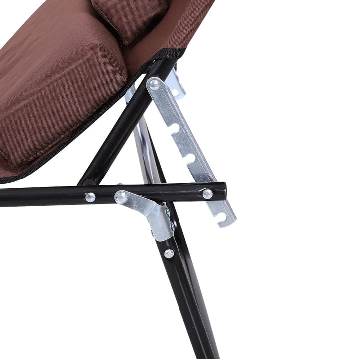 Folding Chaise Recline Sun Lounger w Face Reading Hole & Pillow, Beach Patio Pool Deck, Brown