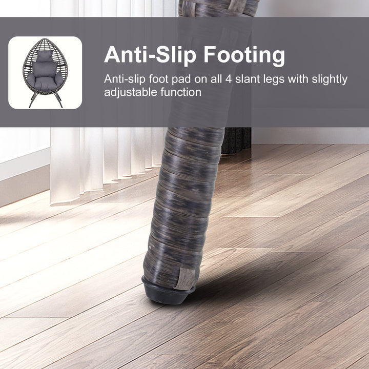 PE Rattan Wicker Outdoor Luxury Teardrop Egg Lounger Chair Patio Beach Pool Deck Garden - Grey