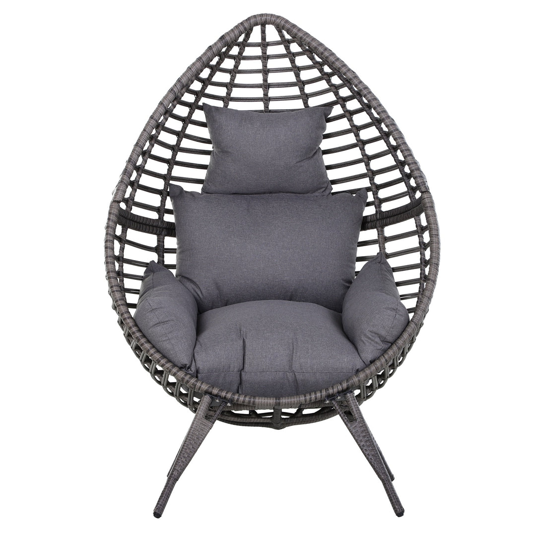 PE Rattan Wicker Outdoor Luxury Teardrop Egg Lounger Chair Patio Beach Pool Deck Garden - Grey