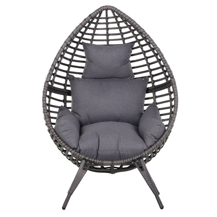 PE Rattan Wicker Outdoor Luxury Teardrop Egg Lounger Chair Patio Beach Pool Deck Garden - Grey