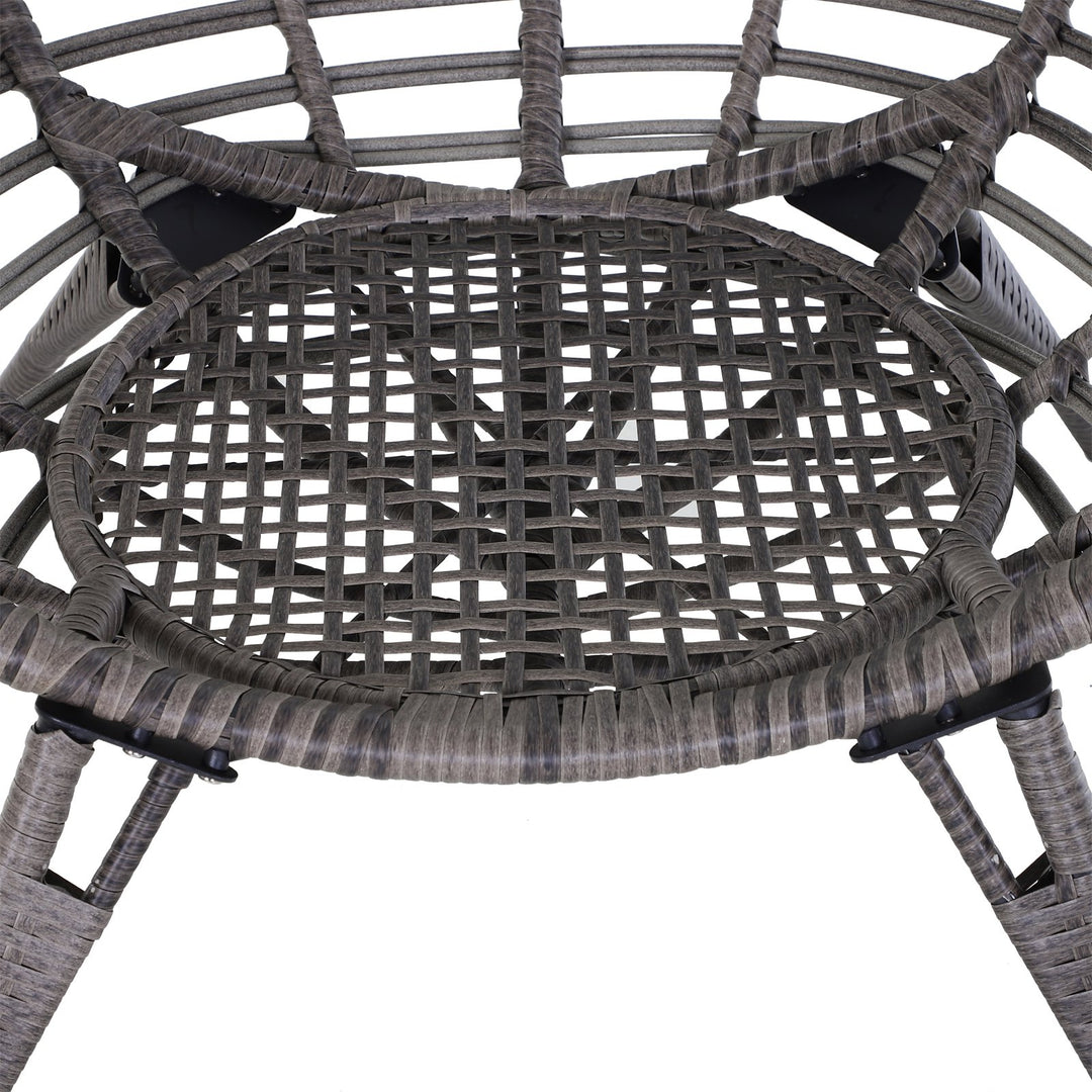 PE Rattan Wicker Outdoor Luxury Teardrop Egg Lounger Chair Patio Beach Pool Deck Garden - Grey