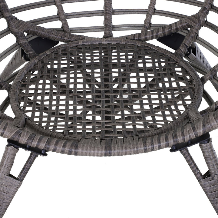 PE Rattan Wicker Outdoor Luxury Teardrop Egg Lounger Chair Patio Beach Pool Deck Garden - Grey