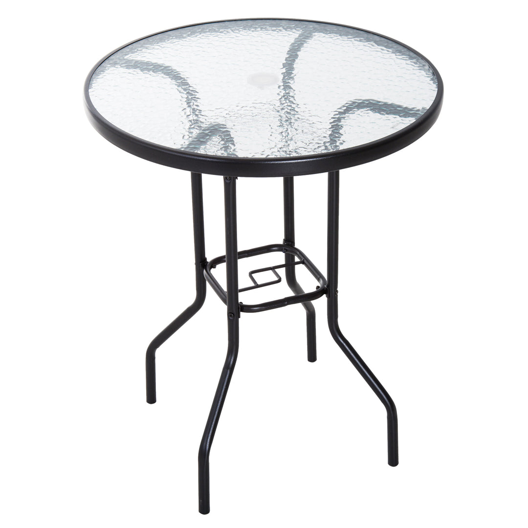 Outdoor 4PC Foldable Bistro Dining Set w/ 2 Chairs Table & Umbrella for Patio Garden - Brown