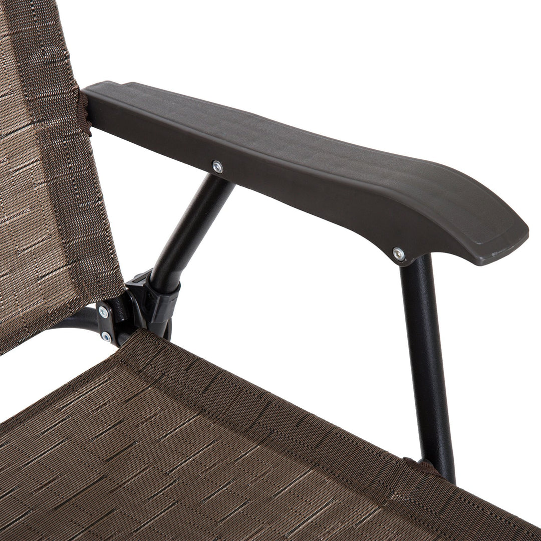 Outdoor 4PC Foldable Bistro Dining Set w/ 2 Chairs Table & Umbrella for Patio Garden - Brown