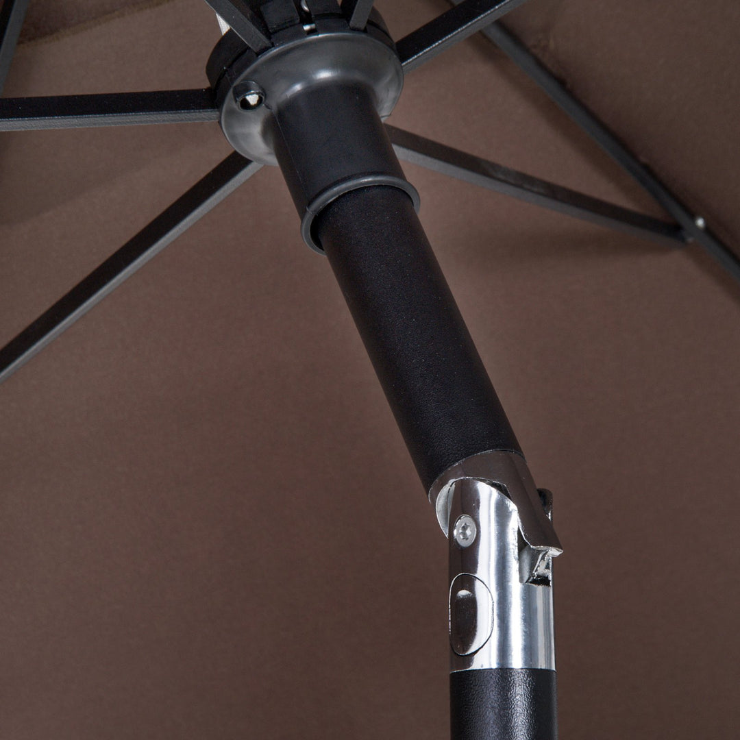 Outdoor 4PC Foldable Bistro Dining Set w/ 2 Chairs Table & Umbrella for Patio Garden - Brown