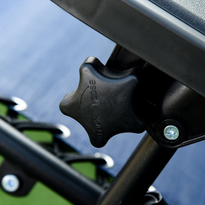 2pc Zero Gravity Folding Lounge Chair Reclining Deck Seat w Cup Holder, Canopy Sun Shade - Blue