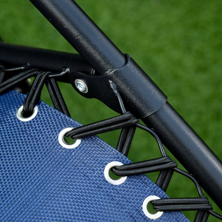 2pc Zero Gravity Folding Lounge Chair Reclining Deck Seat w Cup Holder, Canopy Sun Shade - Blue