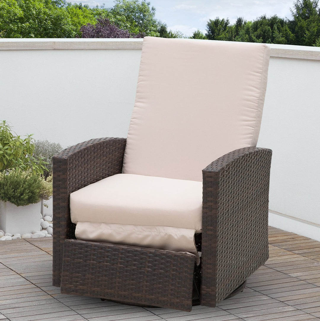 Premium Outdoor PE Rattan Wicker Swivel Sofa Recliner Lounger for Patio Backyard Garden - Brown