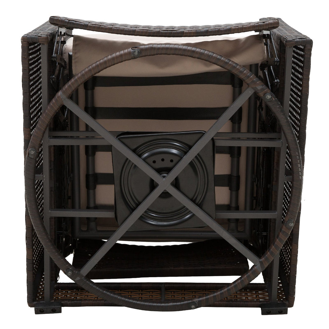 Premium Outdoor PE Rattan Wicker Swivel Sofa Recliner Lounger for Patio Backyard Garden - Brown