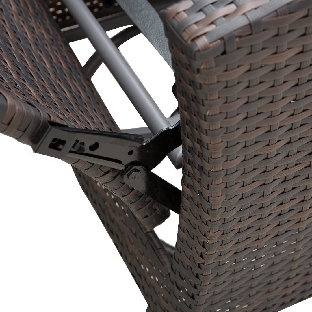 Premium Outdoor PE Rattan Wicker Swivel Sofa Recliner Lounger for Patio Backyard Garden - Brown