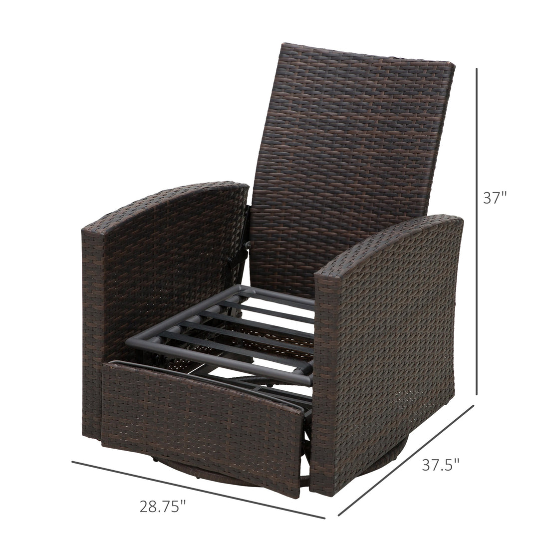 Premium Outdoor PE Rattan Wicker Swivel Sofa Recliner Lounger for Patio Backyard Garden - Brown