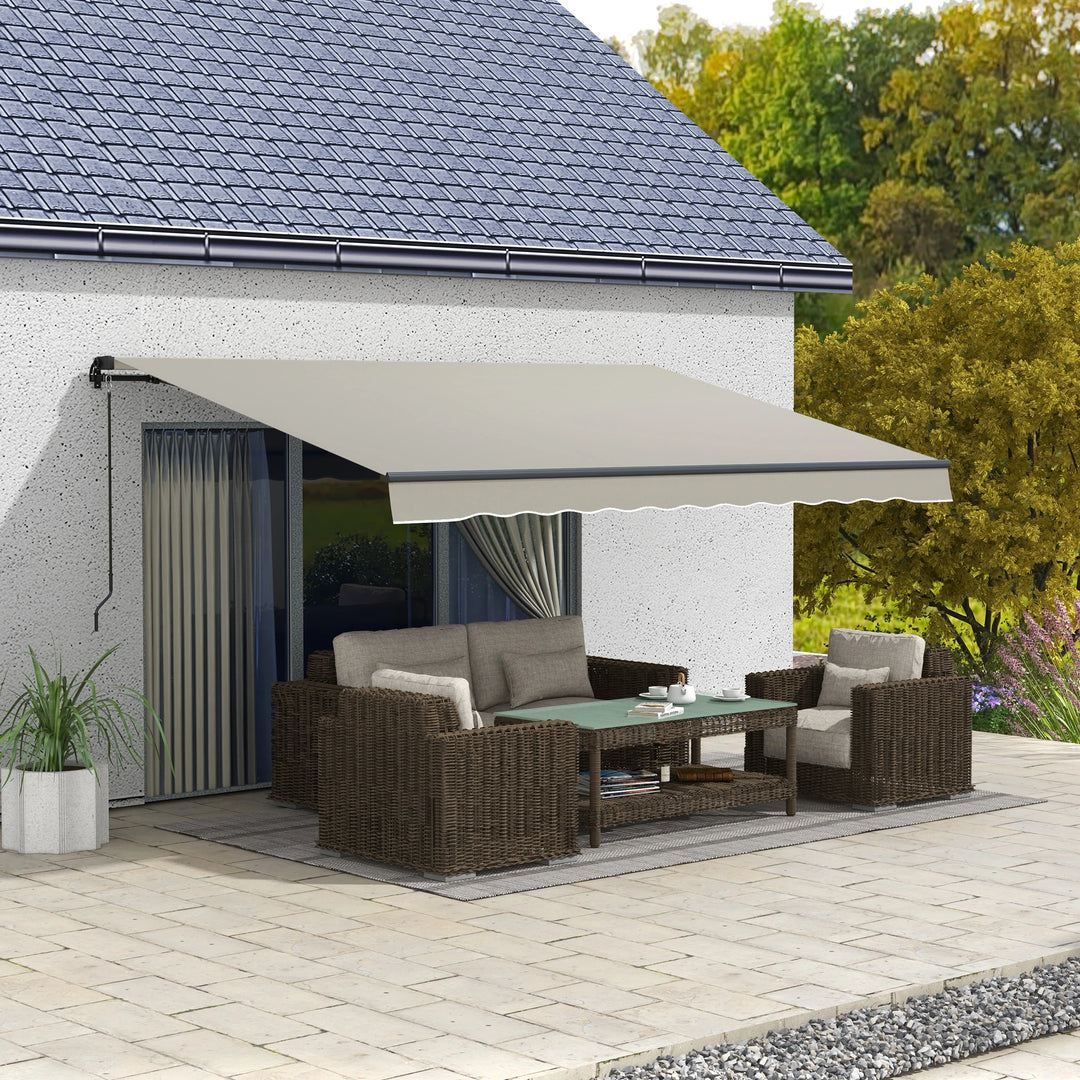 13' x 10' Manual Retractable Awning UV Resistant Sun Shade Canopy Outdoor Patio Deck, Lt Grey
