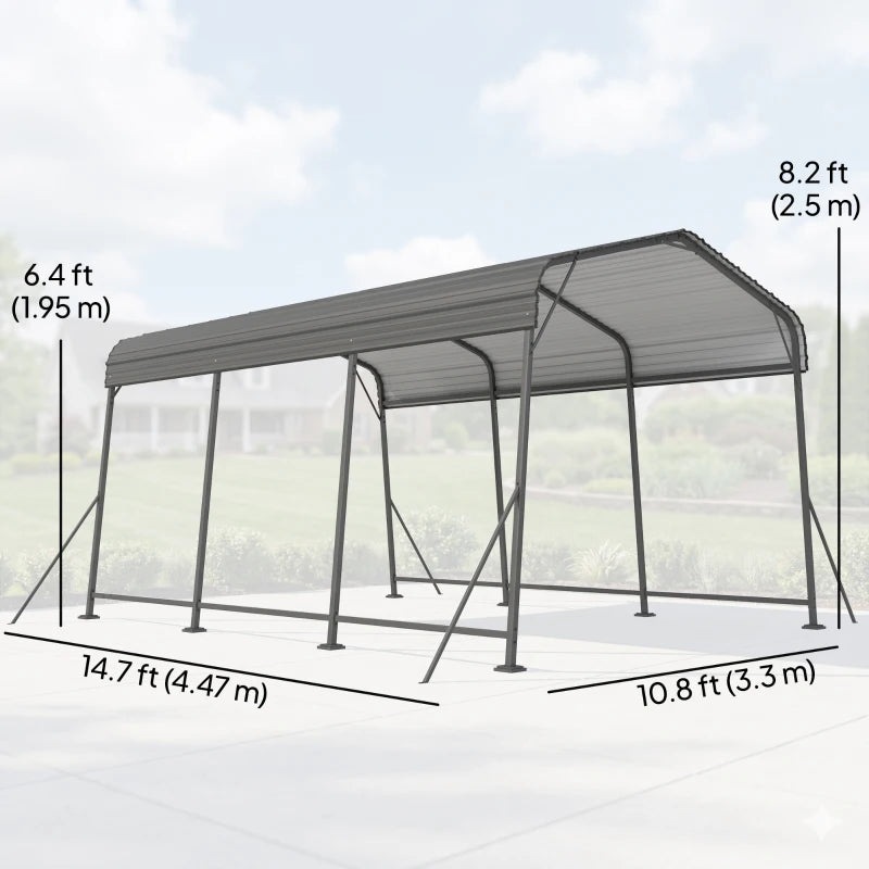 Heavy Duty 11 x 15 ft Metal Carport Canopy - Weather Resistant Outdoor Shelter