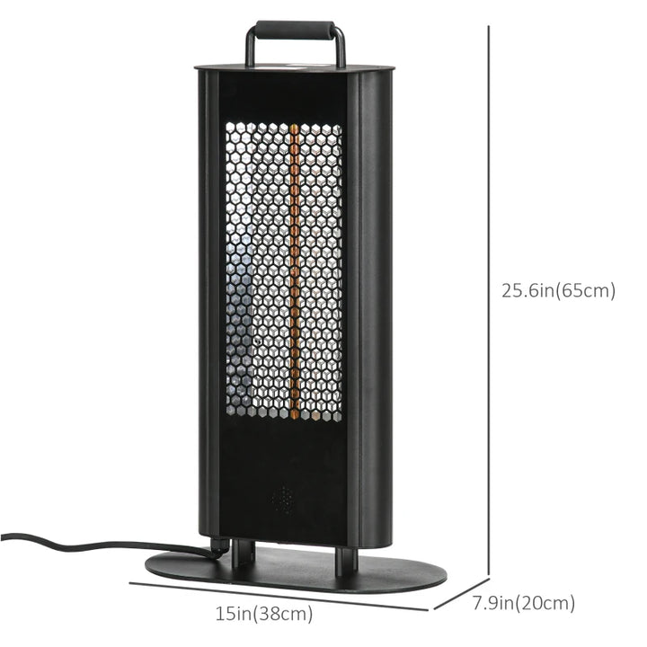 Infrared Patio Heater w Ultra-Low Glare, 1200W Electric, 6 Settings, Remote for Outdoor - Black