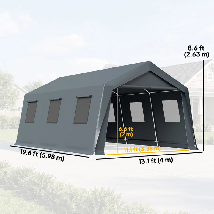 20 x 13 Ft Portable Carport Shelter - Weather-Resistant Steel Frame Garage