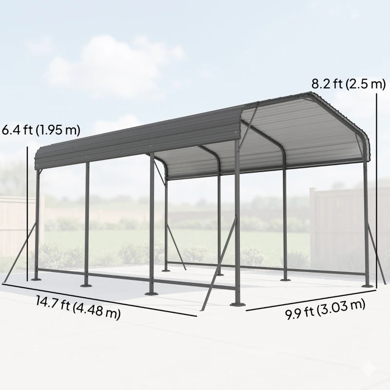 10 x 15 FT Metal Carport Canopy - Heavy Duty Weather Resistant Vehicle Shelter