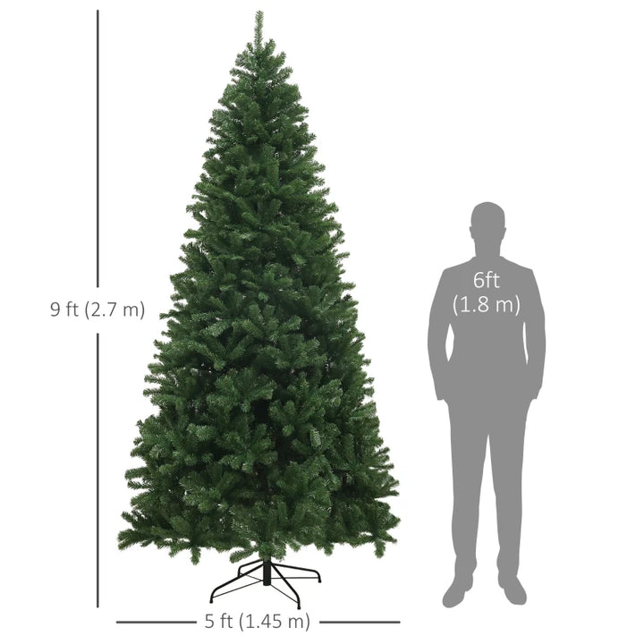 9ft Full 2132-Tip Unlit Classic Style Artificial Christmas Holiday Fake Tree Xmas Decor, Green