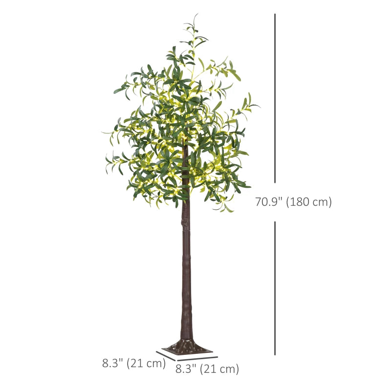 6ft Prelit Artificial Olive Tree w/ 300 Warm White Lights for Indoor-Outdoor Christmas Wedding Home Decor