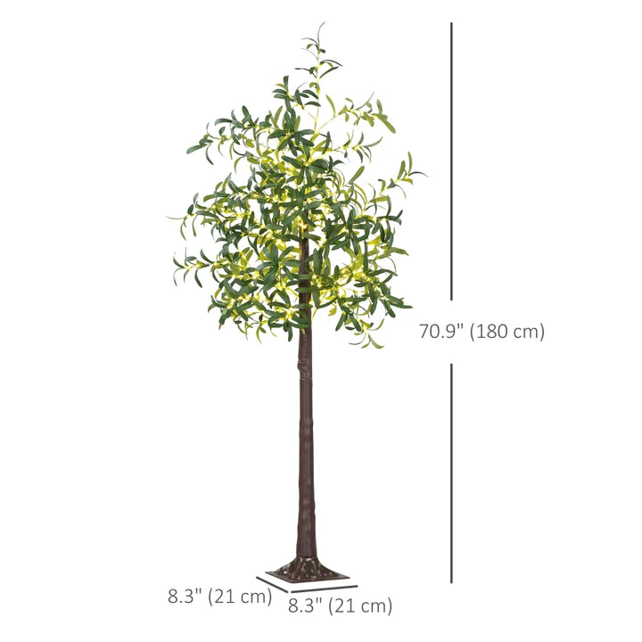 6ft Prelit Artificial Olive Tree w/ 300 Warm White Lights for Indoor-Outdoor Christmas Wedding Home Decor
