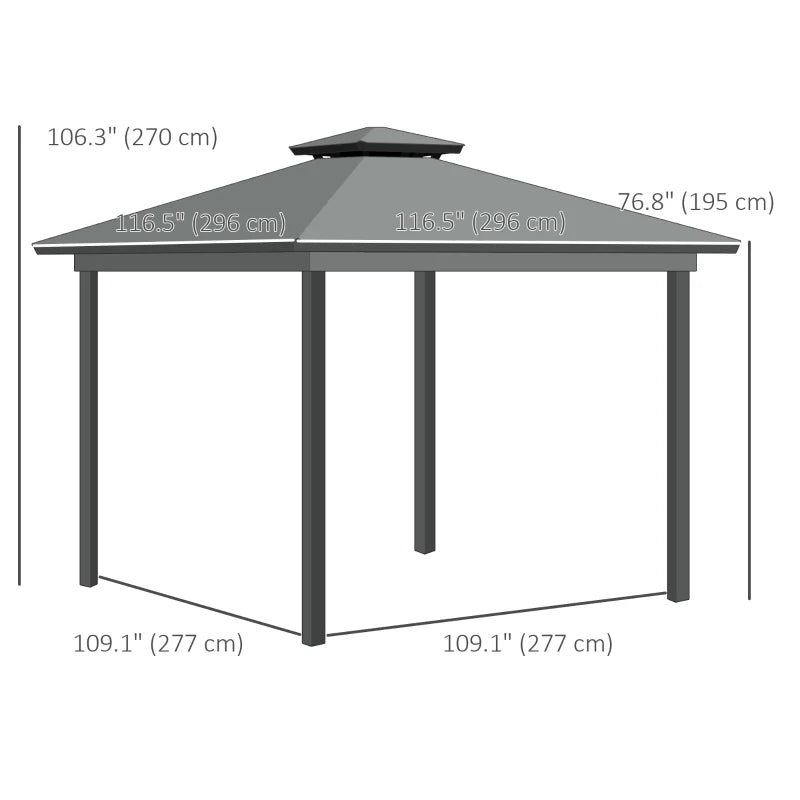 10' x 10' 2-Tier Outdoor Gazebo Canopy Tent with Mesh Sidewalls - Durable Weather-Resistant Patio Shelter