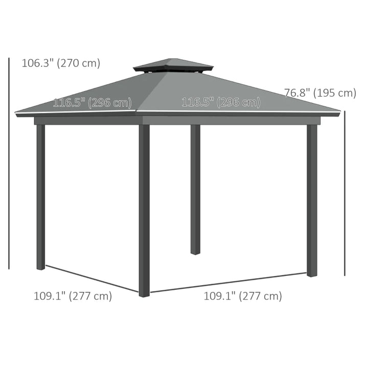 10' x 10' 2-Tier Outdoor Gazebo Canopy Tent with Mesh Sidewalls - Durable Weather-Resistant Patio Shelter