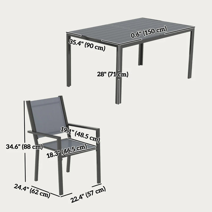 7 Piece Outdoor Dining Set with Stackable Chairs - Durable Rust-Resistant Patio Furniture