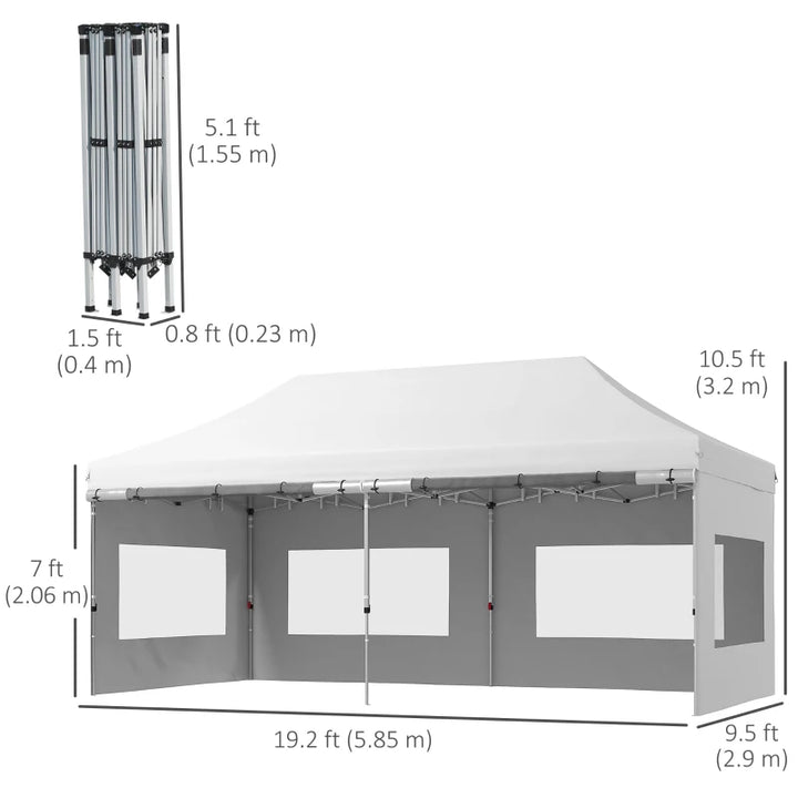 20' x 10' Folding Pop Up Canopy Tent with Sidewalls - Portable UV Protection Outdoor Shelter