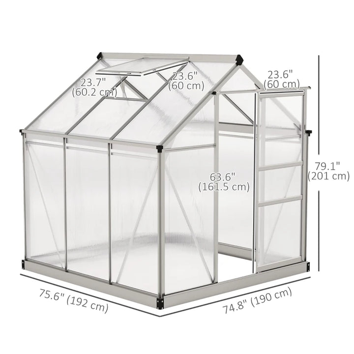 6' x 6' x 6.6' Polycarbonate Greenhouse Walk-In Garden Kit - Durable Year-Round Plant Protection