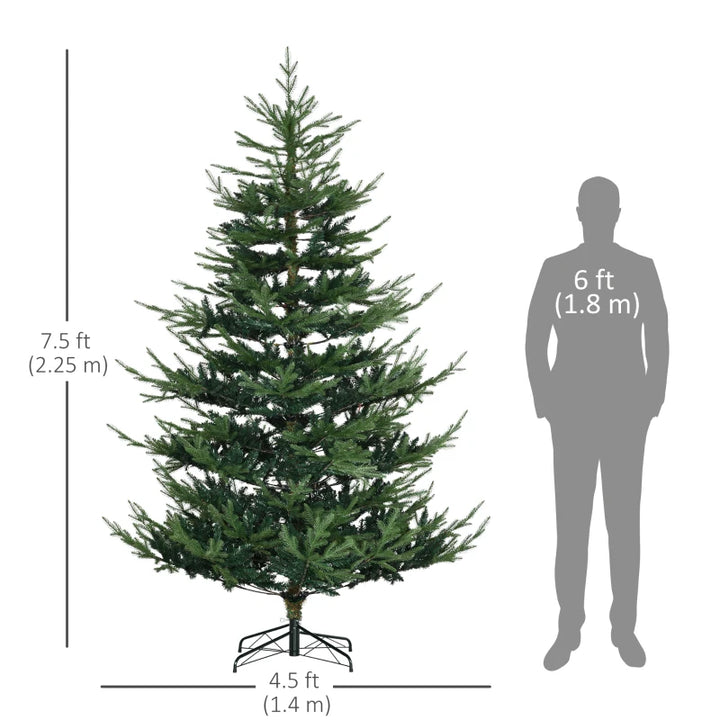 NEW 7.5ft 1218-Tip Unlit Natural-Look Artificial Christmas Holiday Fake Xmas Tree, Pine-Style Green