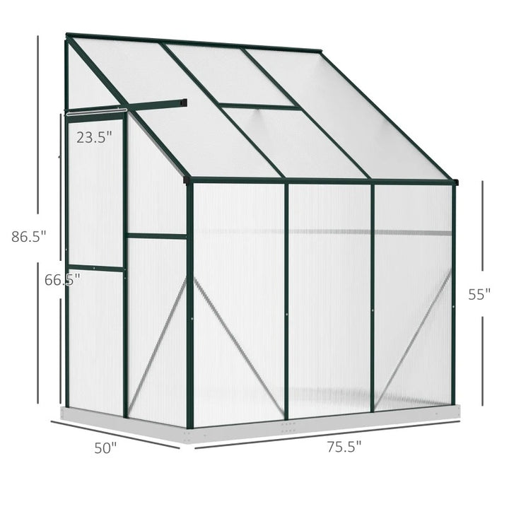 6.3' x 4.2' Walk-In Hard-Sided Greenhouse w Aluminum Frame, PC, Roof Vent for Outdoor Garden