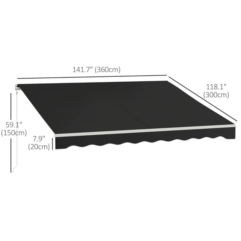 12' x 10' Electric Retractable Awning Sun Shade Canopy w Remote, Outdoor Patio Deck, Black