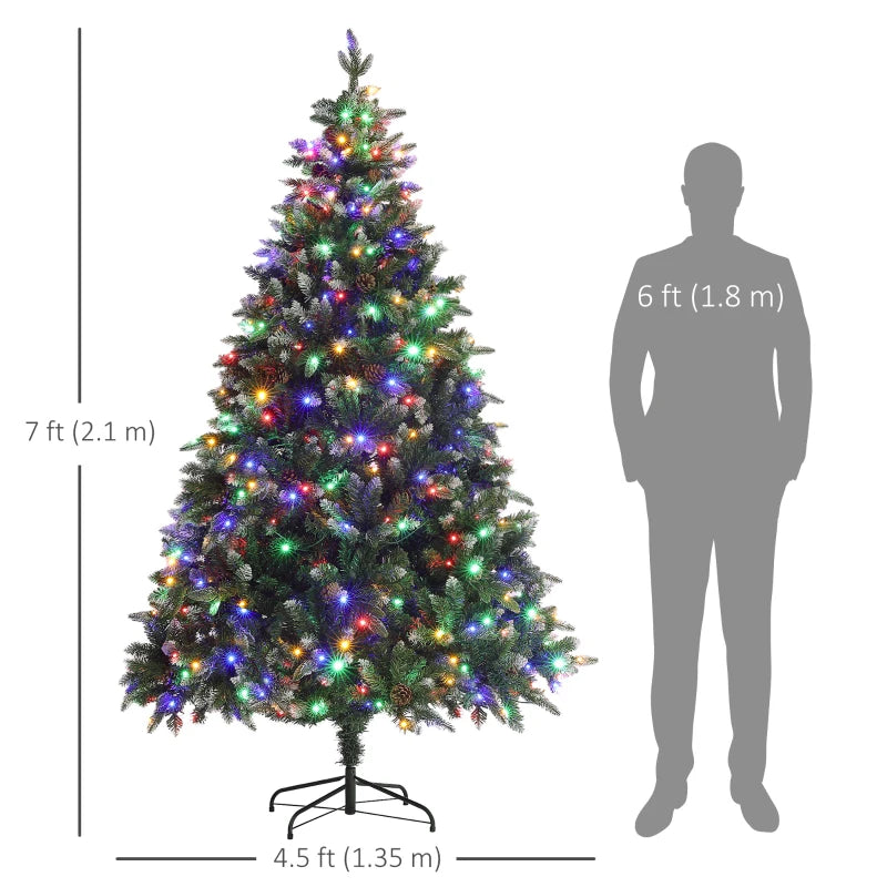 NEW 7ft Full 1460-Tip Prelit Artificial Tree, 450 LED Dual Colour Lights, Christmas Holiday, Green