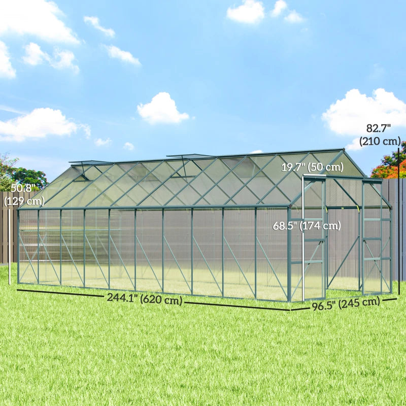 Aluminum Polycarbonate Walk-In Garden Greenhouse - Year-Round Plant Protection