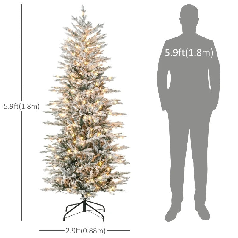 6ft 636-Tip Pre-lit Frosted Realistic Artificial Christmas Holiday Tree, 250 LED, Snow Green