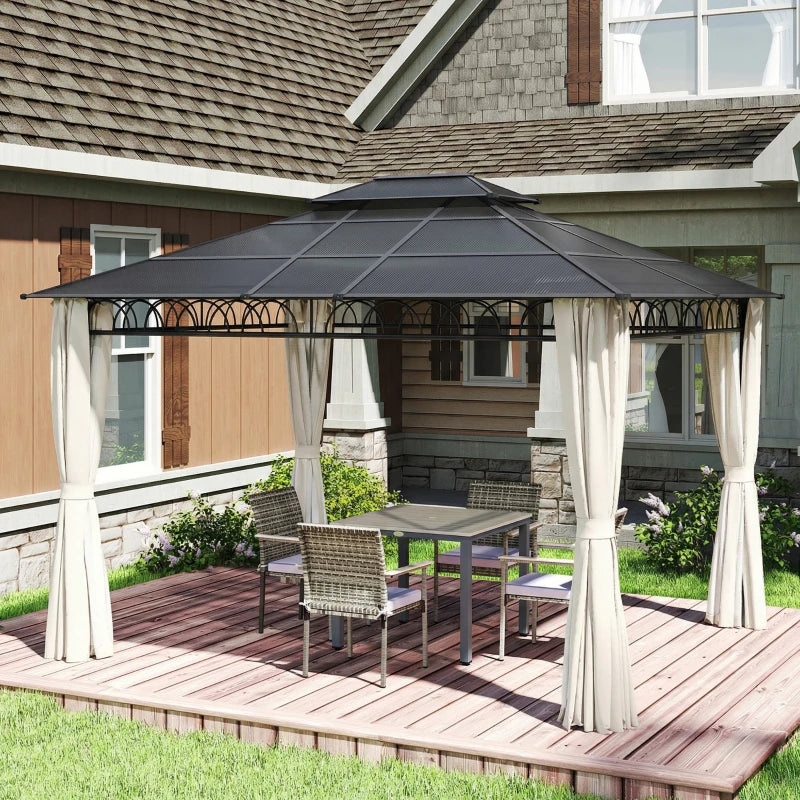 10' x 12' Outdoor Gazebo Canopy - Durable Double Roof with Polycarbonate Hardtop
