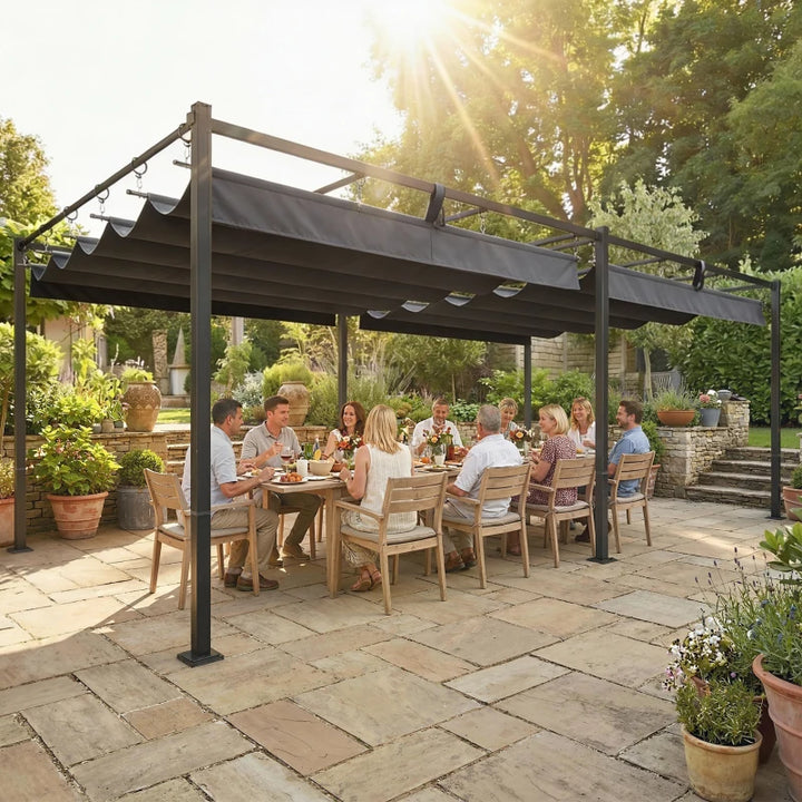 Retractable Pergola 19x10 ft Patio Sun Shade Shelter - UV50+ Weather Protection