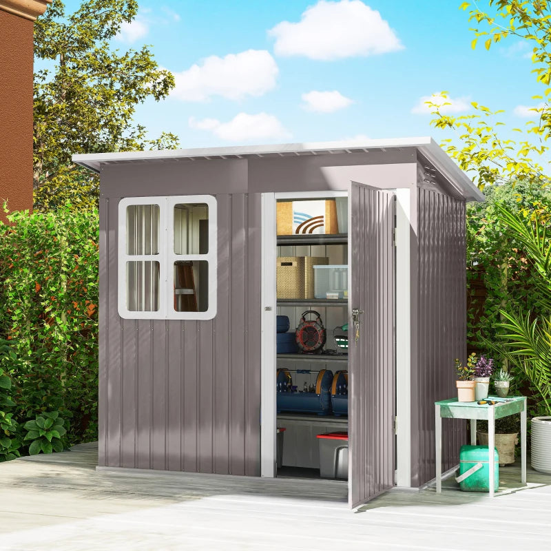 Galvanized Steel Outdoor Storage Shed - Secure Garden Storage with Ventilation