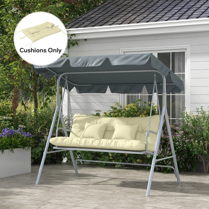4pc 60" Cushion Set Replacement w Pillows, Bench Swing Glider Seat Outdoor Patio Garden Cream Beige