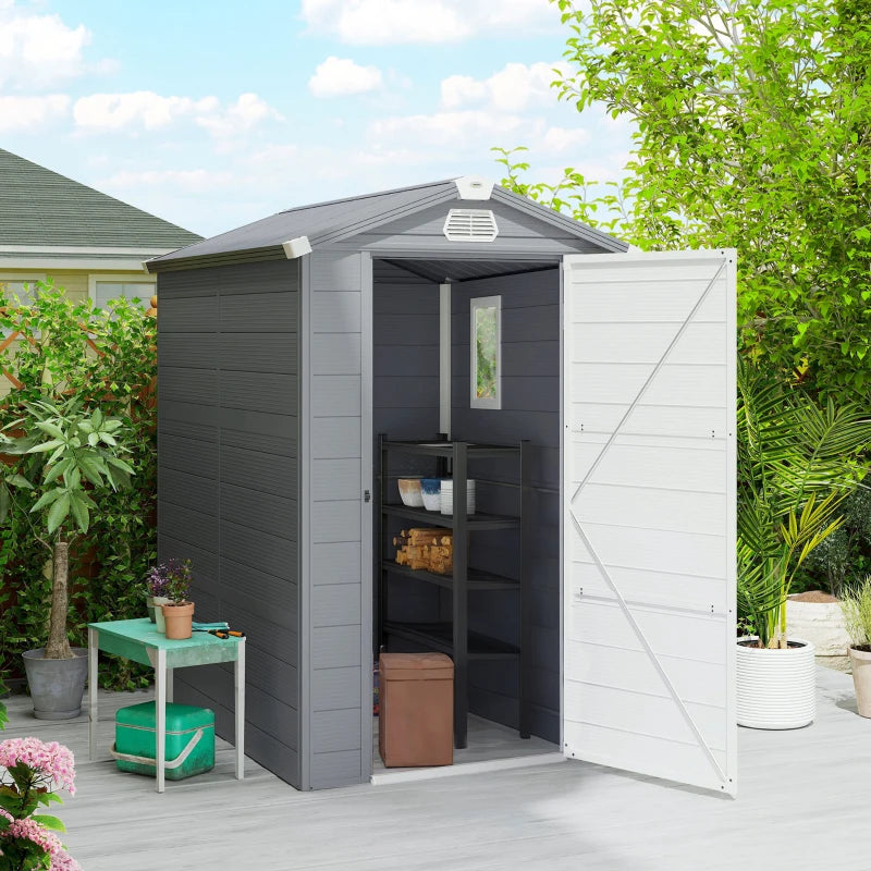 4.5' x 6' Plastic Garden Storage Shed with Latch Door - Durable Outdoor Tool Storage