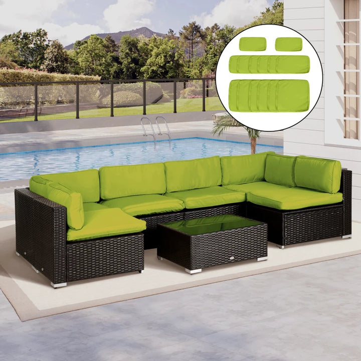 14pc Replacement Patio Cushion Cover Set for 7pc Outdoor Sectional Sofa, Bright Lime Green