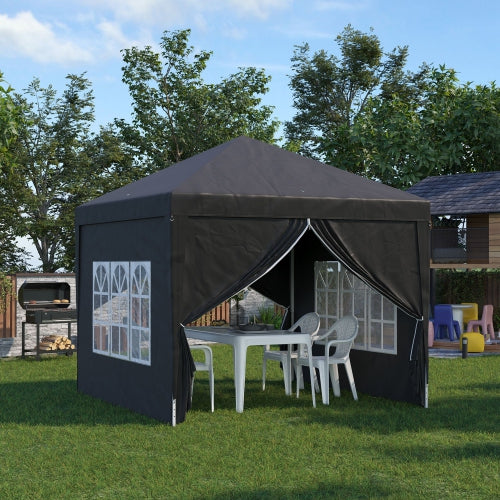 10’ x 10’ Pop-Up Portable Outdoor Event Party Wedding Tent Gazebo Canopy w Case, 4 Walls, Black