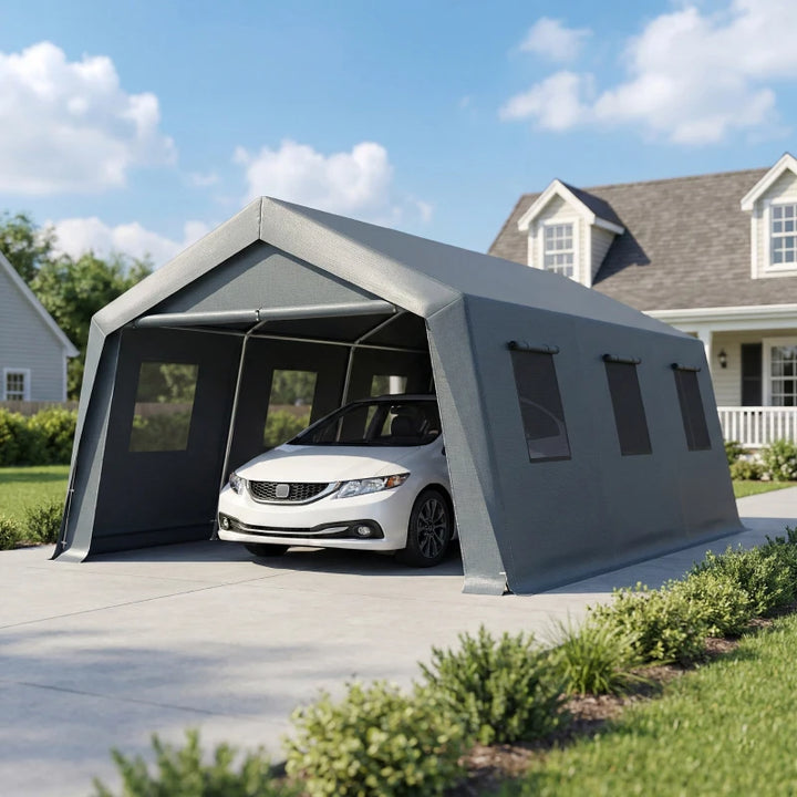 20 x 13 Ft Portable Carport Shelter - Weather-Resistant Steel Frame Garage
