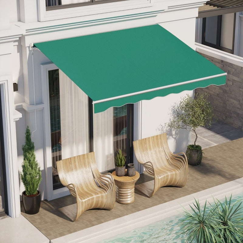 10' x 8' Electric Retractable Awning Sun Shade Canopy w Remote, Aluminum for Patio Deck, Green