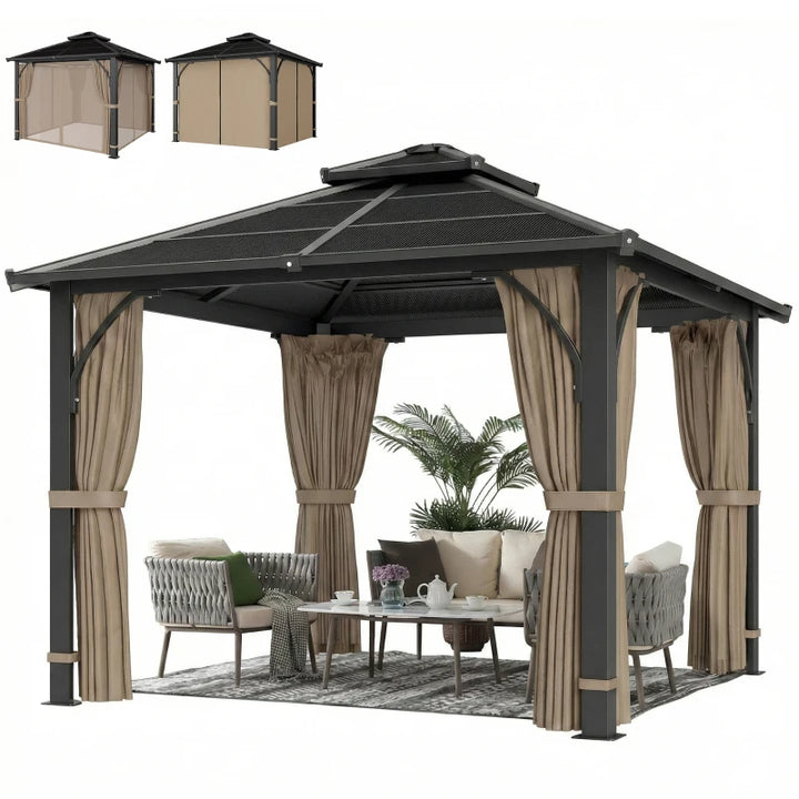10' x 10' Hardtop Gazebo with Polycarbonate Roof - Durable Outdoor Patio Shelter