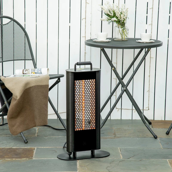 Infrared Patio Heater w Ultra-Low Glare, 1200W Electric, 6 Settings, Remote for Outdoor - Black