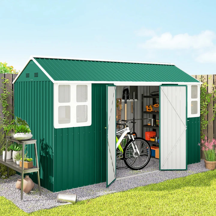 Metal Garden Storage Shed 12' x 5.5' - Secure Outdoor Tool Storage