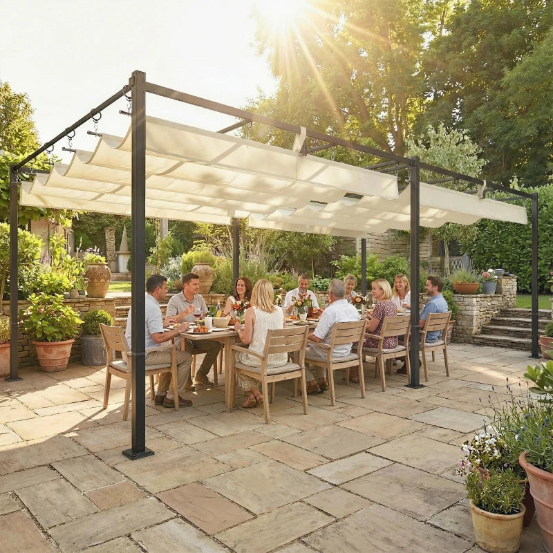 19' x 10' Retractable Pergola with Canopy - UV50+ Sun Shade Protection