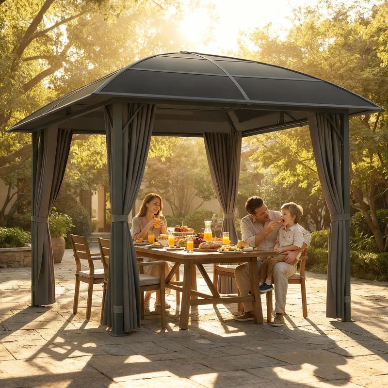 10' x 10' Outdoor Hardtop Gazebo Canopy with UV50+ Roof - Durable Patio Shelter